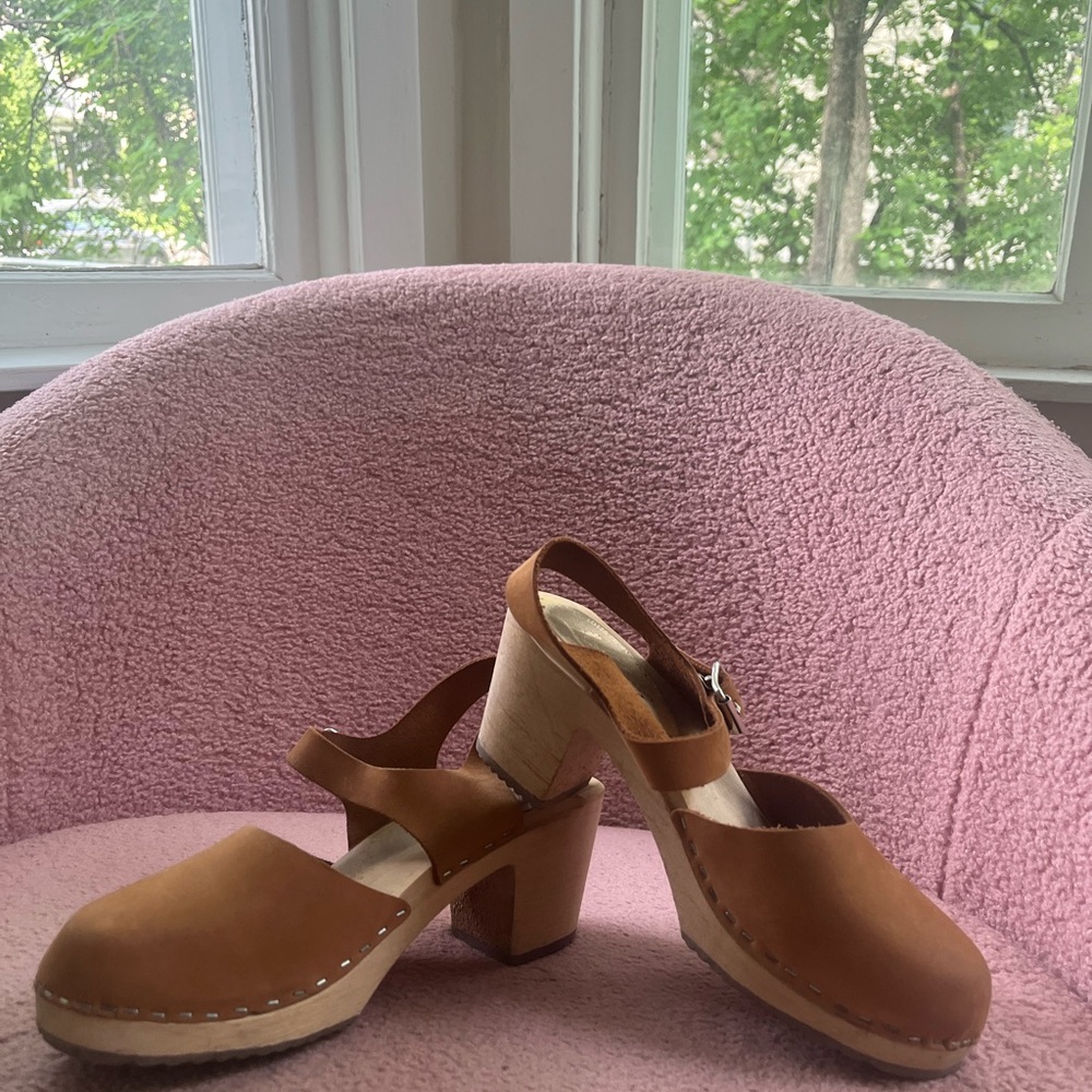 Lotta From Stockholm Brown Leather Clogs with Wooden Heel